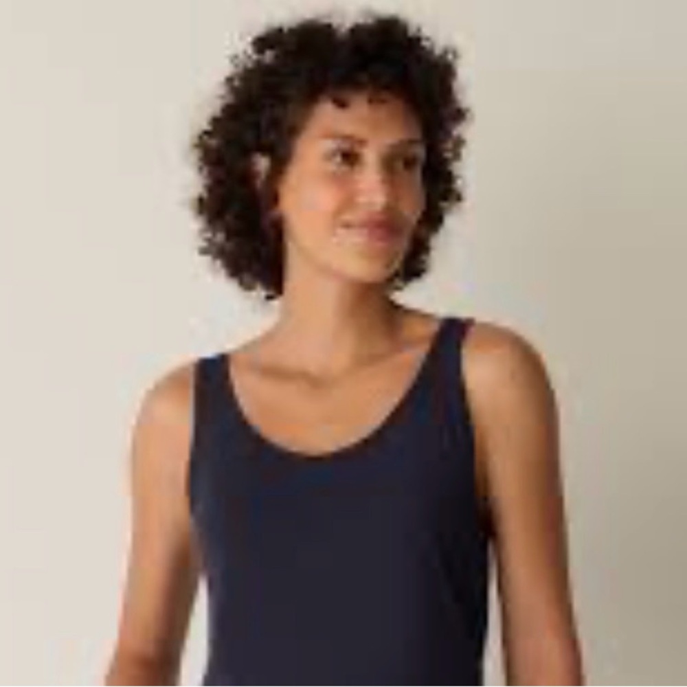 Eileen Fisher Navy Scoop Neck Sleeveless Tank
